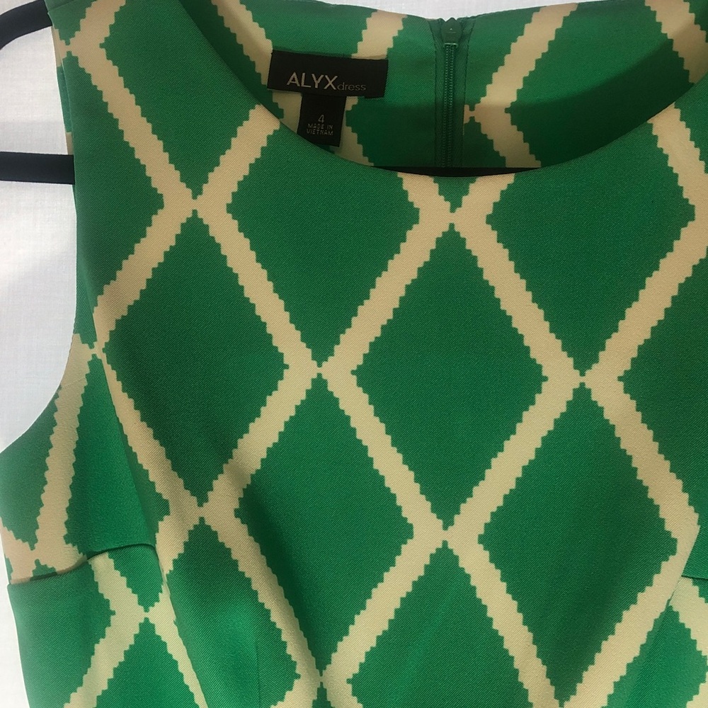 Alyx Green Geometric Midi Sheath Dress Size 4 - Picture 3 of 16